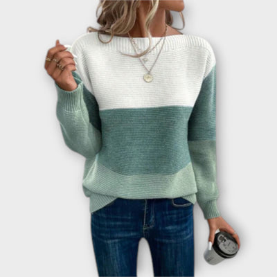 Elegant Three-Colour Patchwork Sweater